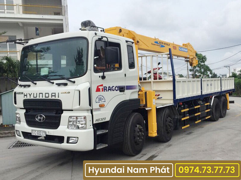 Xe Tải Hyundai 4 Chân HD320 Gắn Cẩu Soosan 10 Tấn SCS1015L